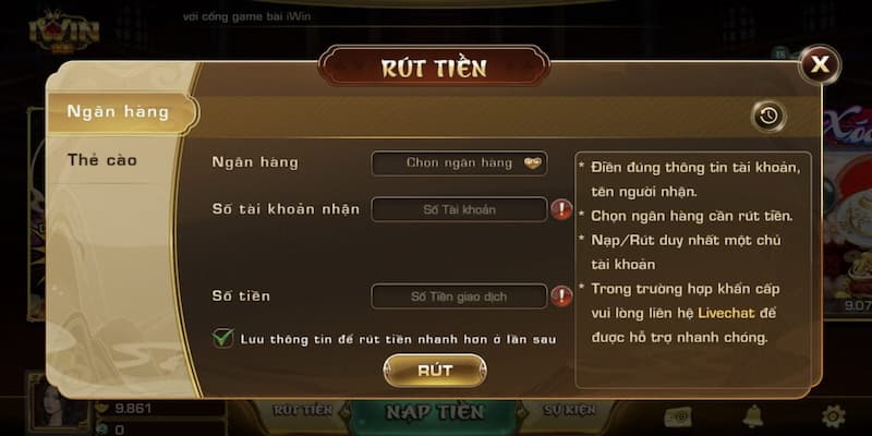 Rút tiền Iwin Các Phương Thức Rút Tiền Iwin